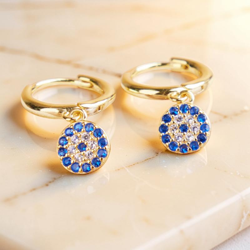 ATELIER-TIBET – Boucles d'Oreilles Mauvais Œil – Regard, Argent Plaqué Or