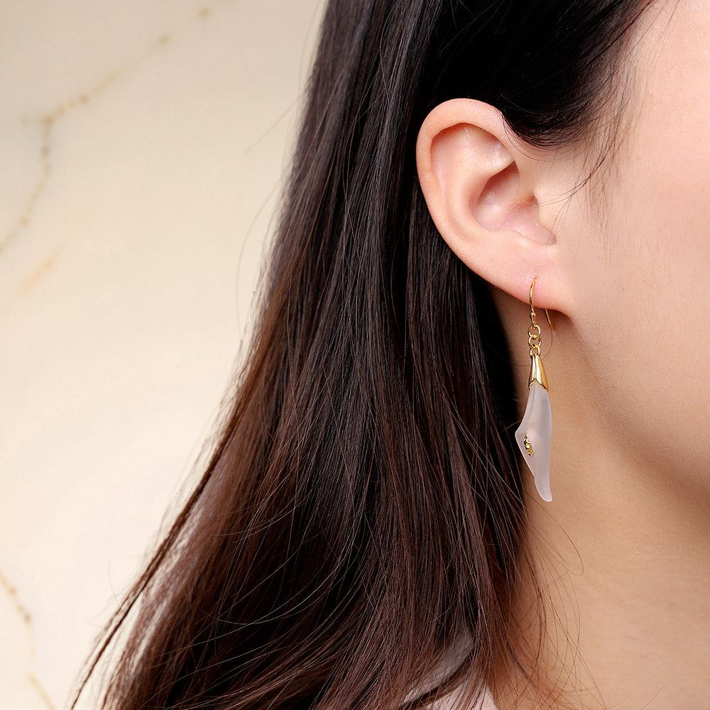 ATELIER-TIBET – Boucles d'Oreilles Pendantes Quartz Clair – Épanouissement, Argent Plaqué Or