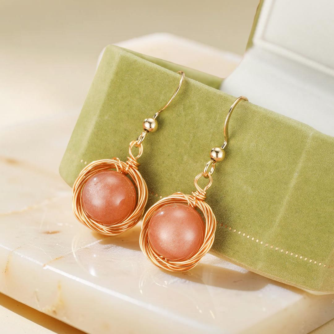 ATELIER-TIBET – Boucles d'Oreilles Pierre de Soleil – Nids Solaires