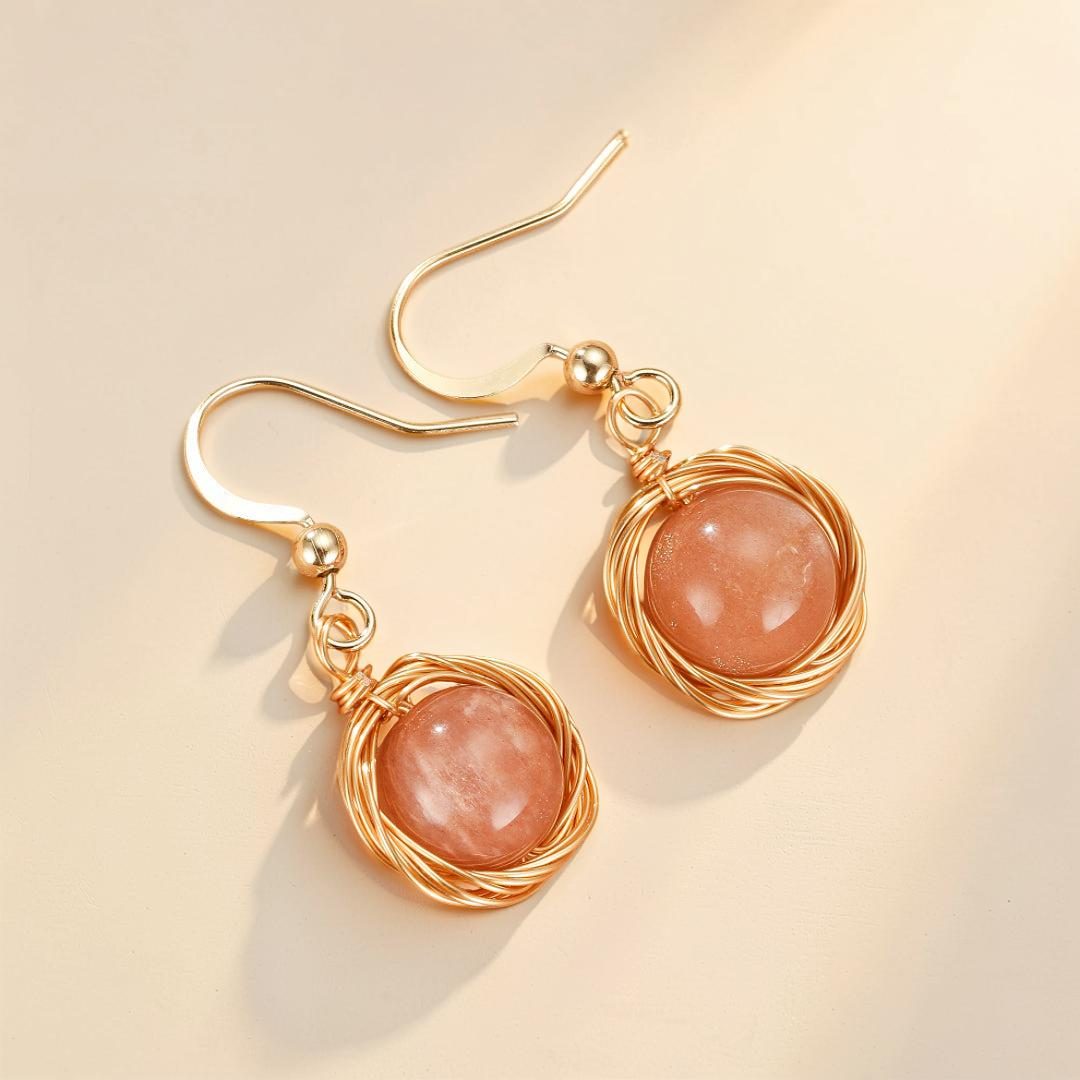ATELIER-TIBET – Boucles d'Oreilles Pierre de Soleil – Nids Solaires