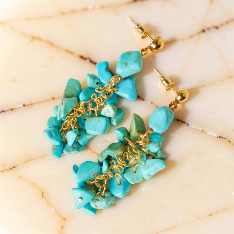 ATELIER-TIBET – Boucles d'Oreilles Turquoise – Éclat Ensoleillé