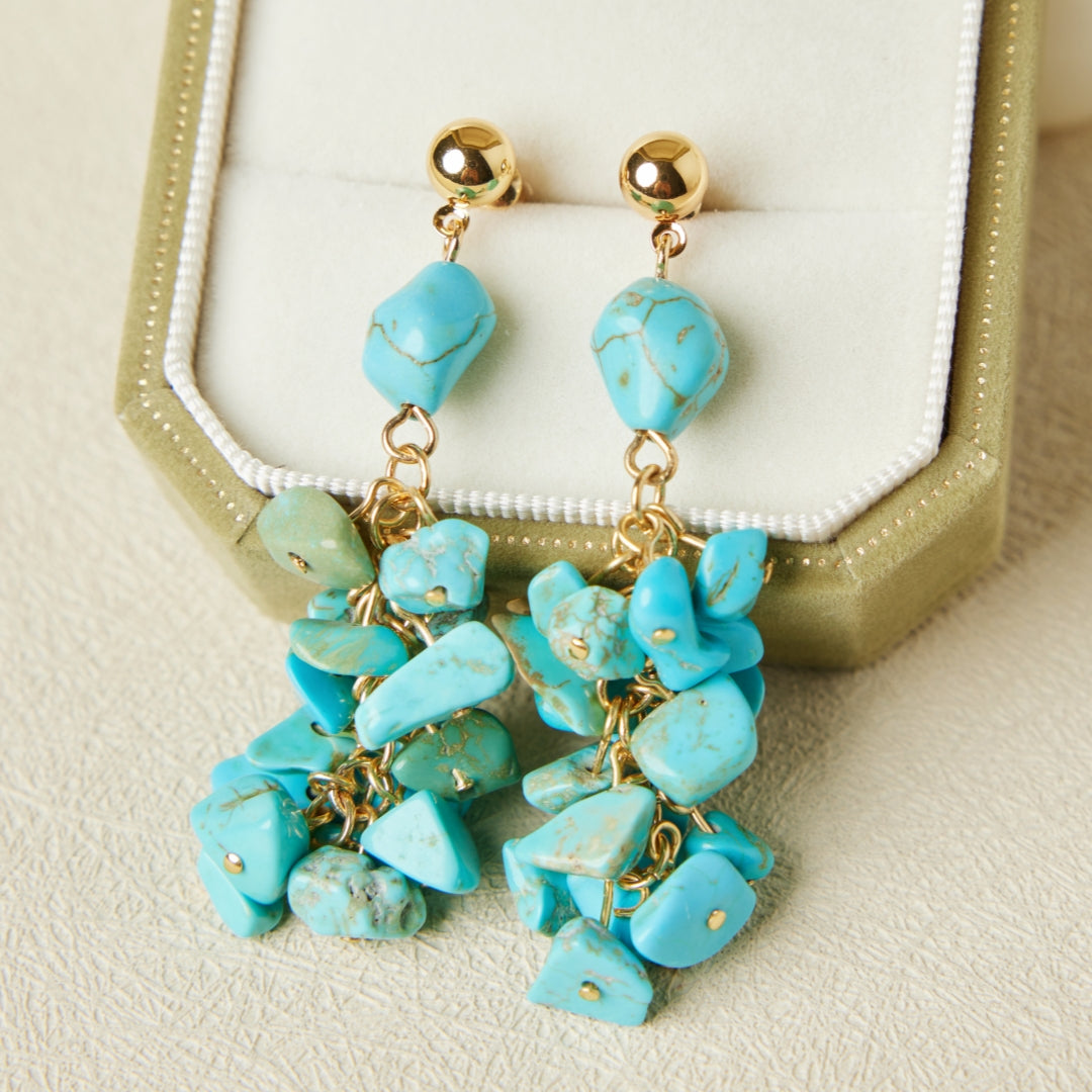ATELIER-TIBET – Boucles d'Oreilles Turquoise – Éclat Ensoleillé