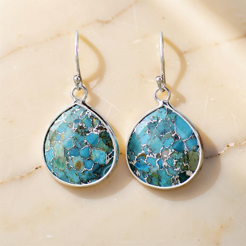 ATELIER-TIBET – Boucles d'Oreilles Turquoise – Miroir du Ciel