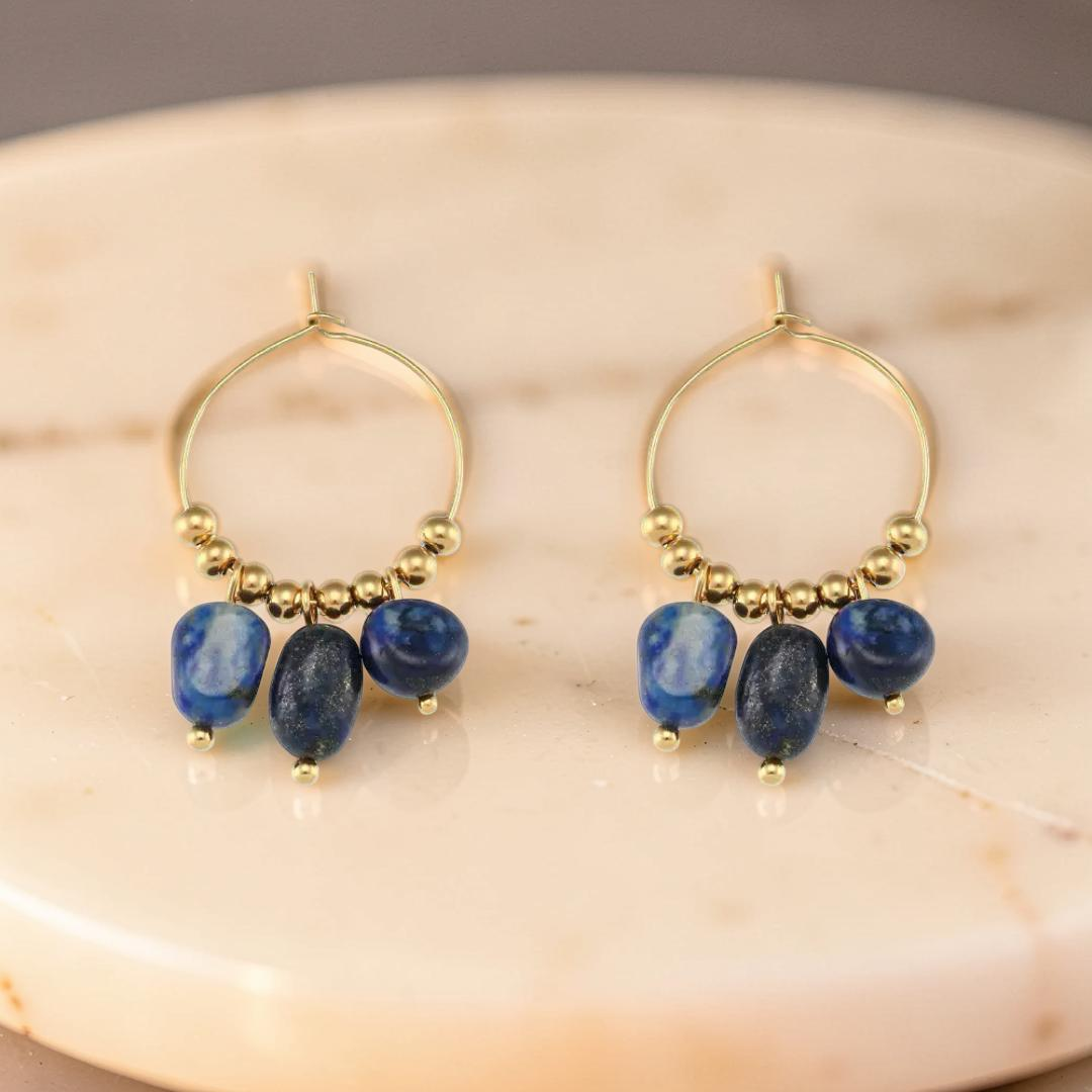 ATELIER-TIBET – Boucles d’Oreilles Amazonite/Lapis Lazuli – Éclat Minéral
