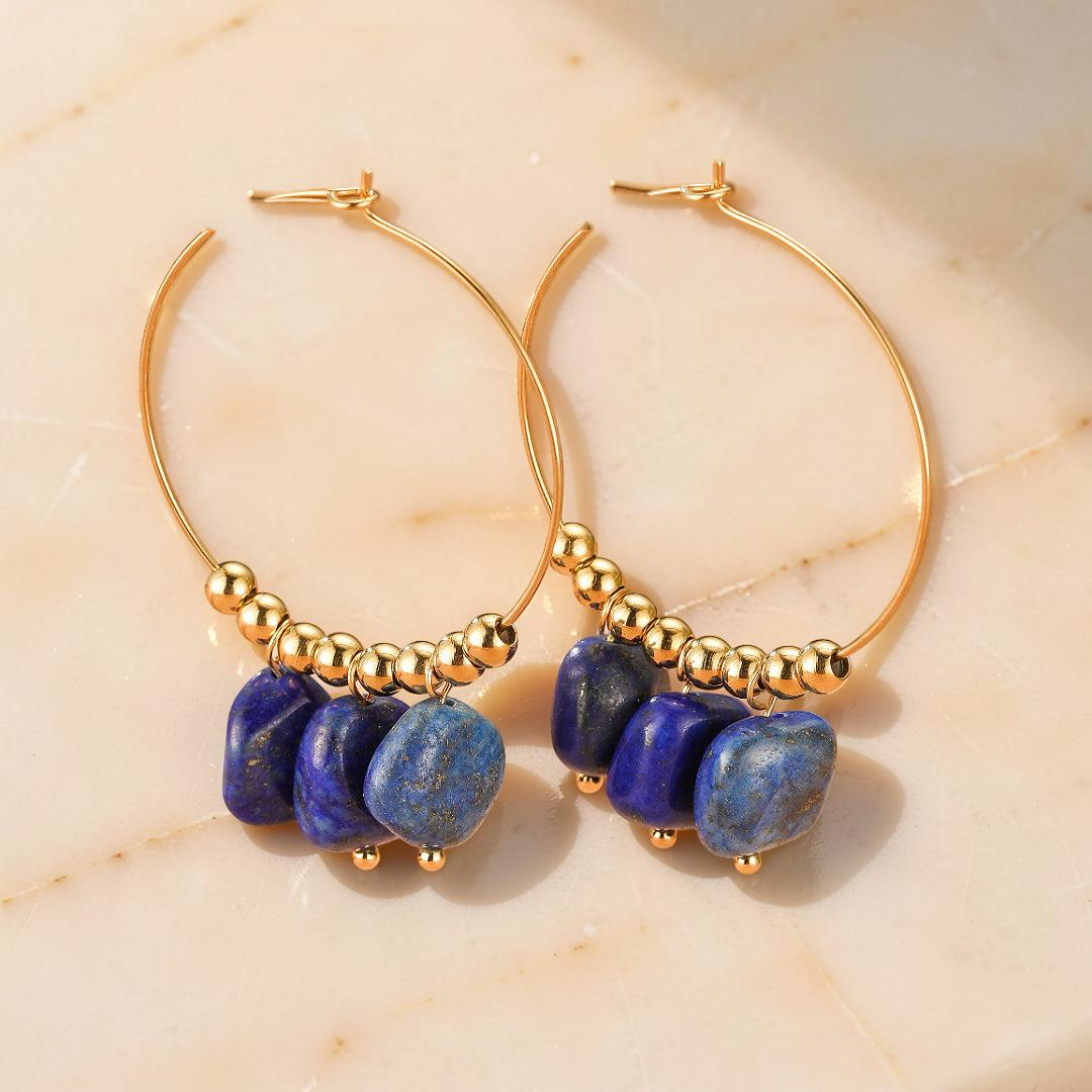 ATELIER-TIBET – Boucles d’Oreilles Amazonite/Lapis Lazuli – Éclat Minéral