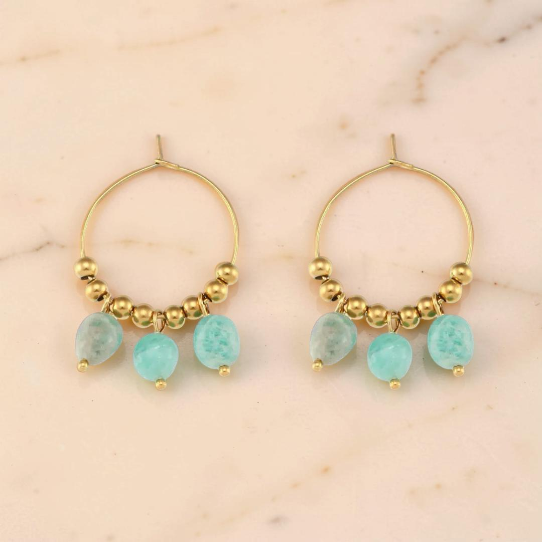 ATELIER-TIBET – Boucles d’Oreilles Amazonite/Lapis Lazuli – Éclat Minéral