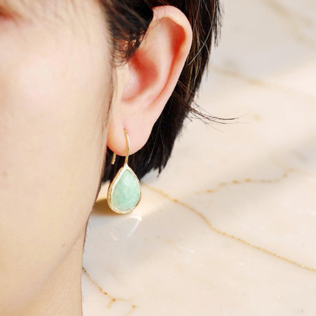 ATELIER-TIBET – Boucles d'Oreilles Amazonite – Vagues Douces