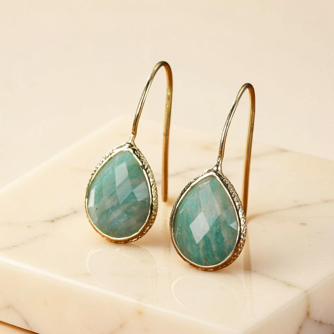 ATELIER-TIBET – Boucles d'Oreilles Amazonite – Vagues Douces