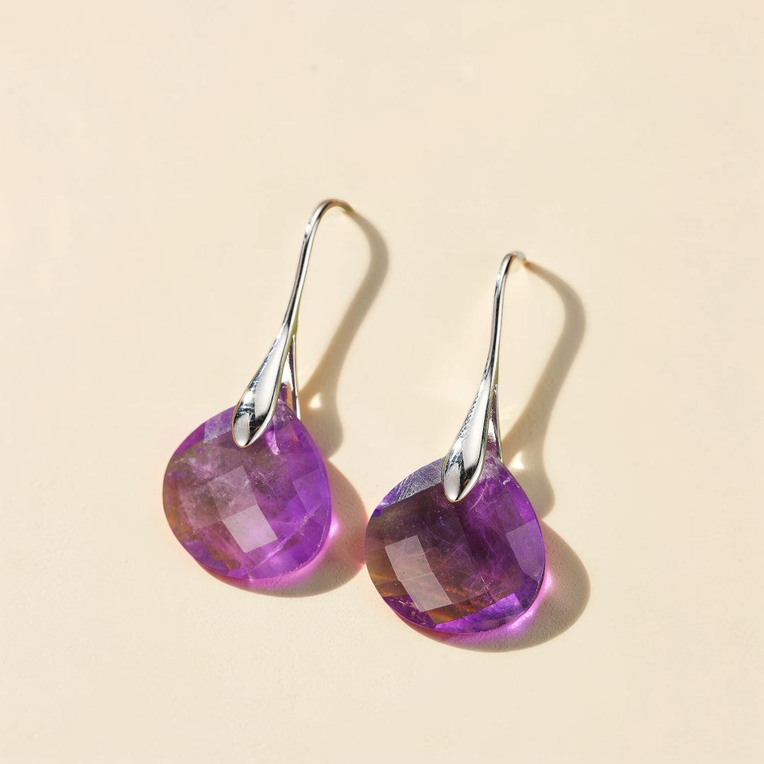 ATELIER-TIBET – Boucles d’oreilles Améthyste – Goutte de Lune