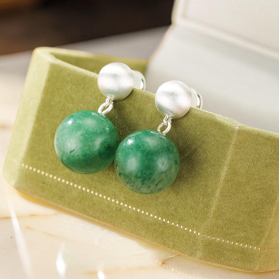 ATELIER-TIBET – Boucles d'Oreilles Aventurine – Énergie Harmonieuse