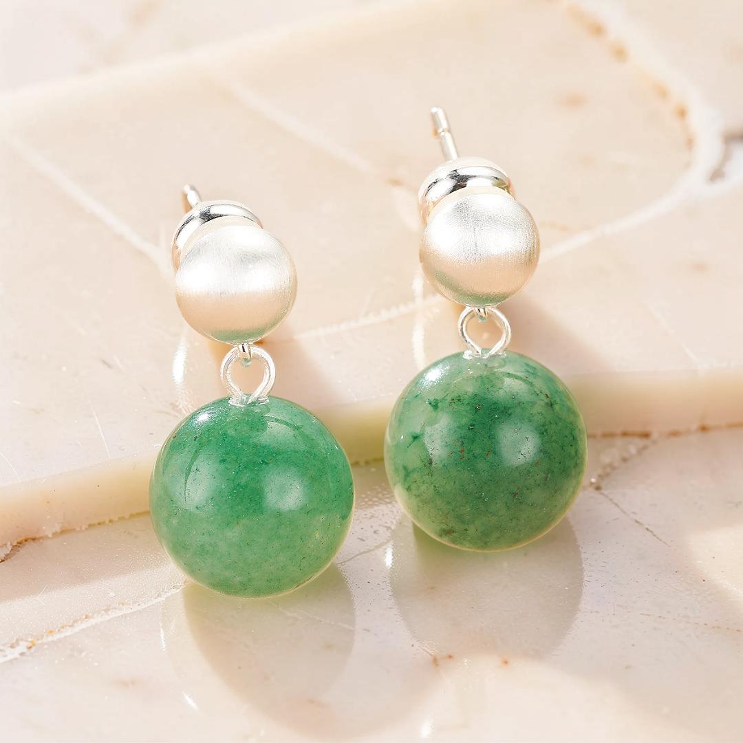 ATELIER-TIBET – Boucles d'Oreilles Aventurine – Énergie Harmonieuse