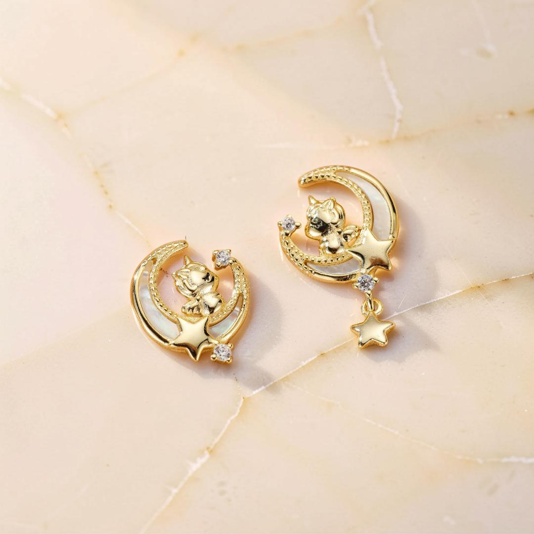 ATELIER-TIBET – Boucles d’oreilles Cheval – Rêve Étoilé, Argent Plaqué Or