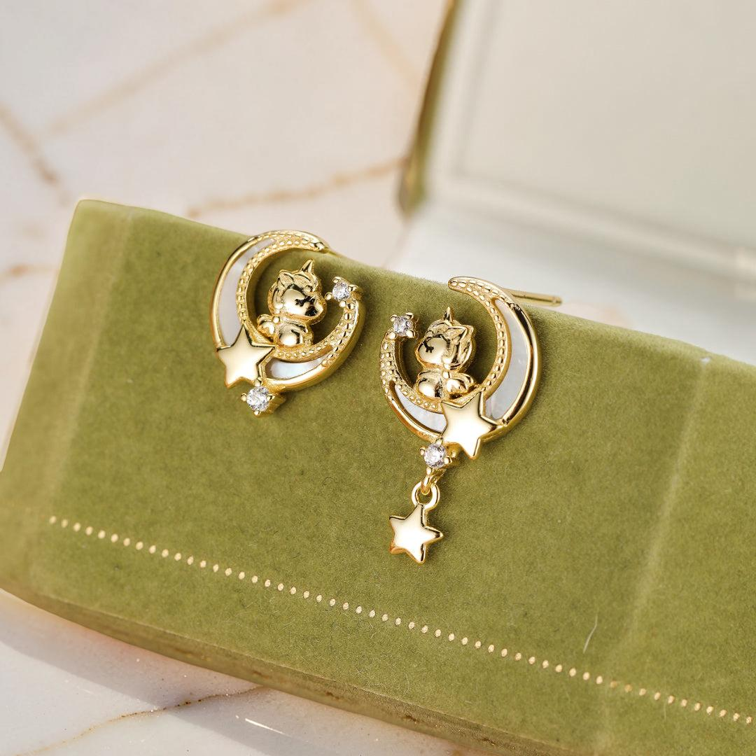 ATELIER-TIBET – Boucles d’oreilles Cheval – Rêve Étoilé, Argent Plaqué Or