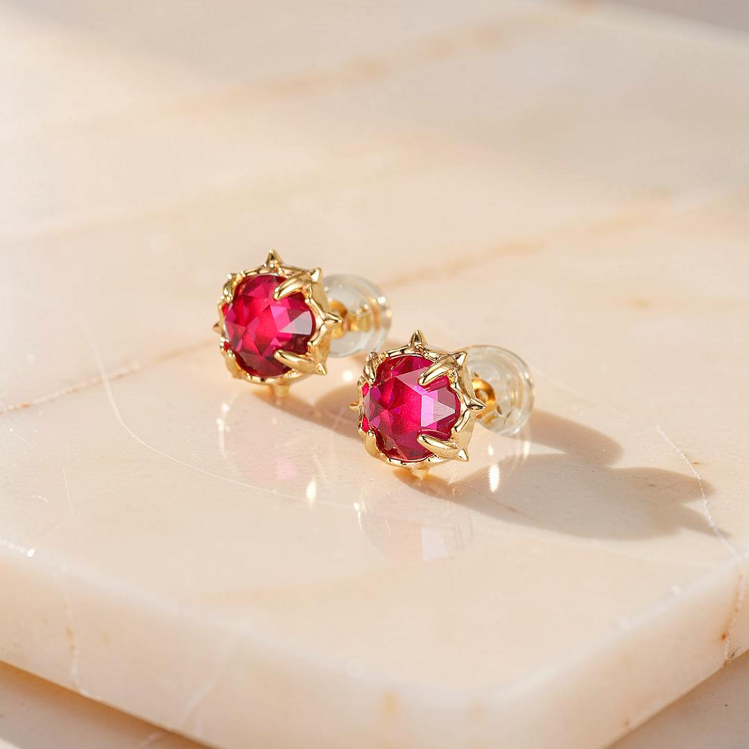ATELIER-TIBET – Boucles d’Oreilles Cornaline – Épine de Feu, Argent Plaqué Or