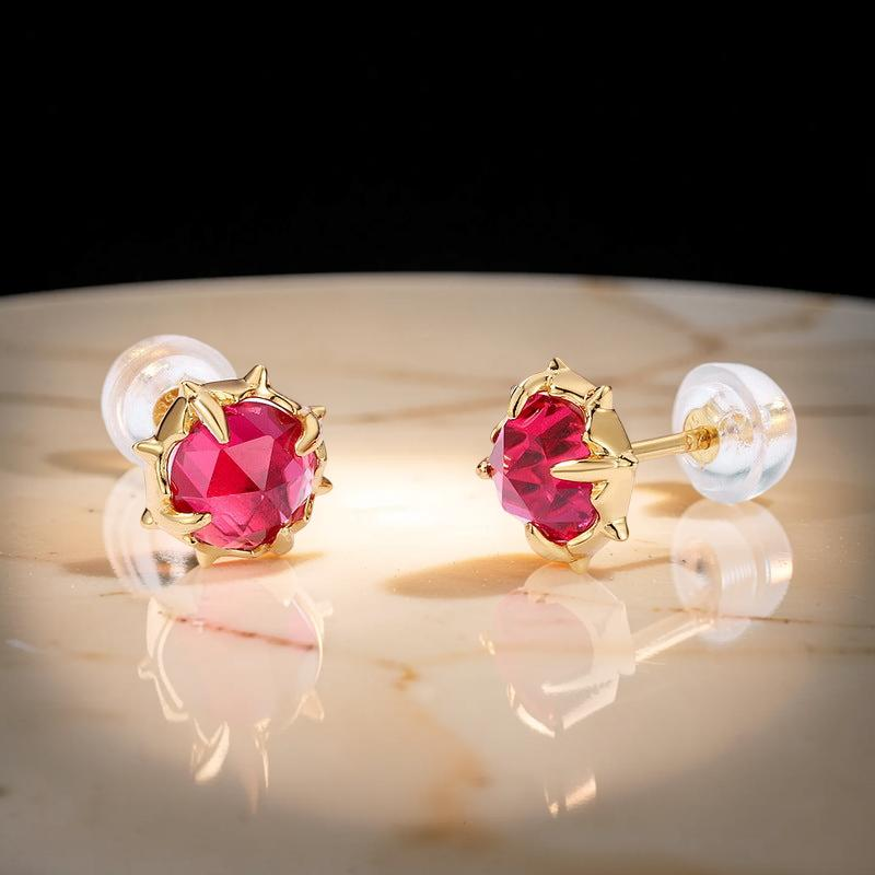 ATELIER-TIBET – Boucles d’Oreilles Cornaline – Épine de Feu, Argent Plaqué Or