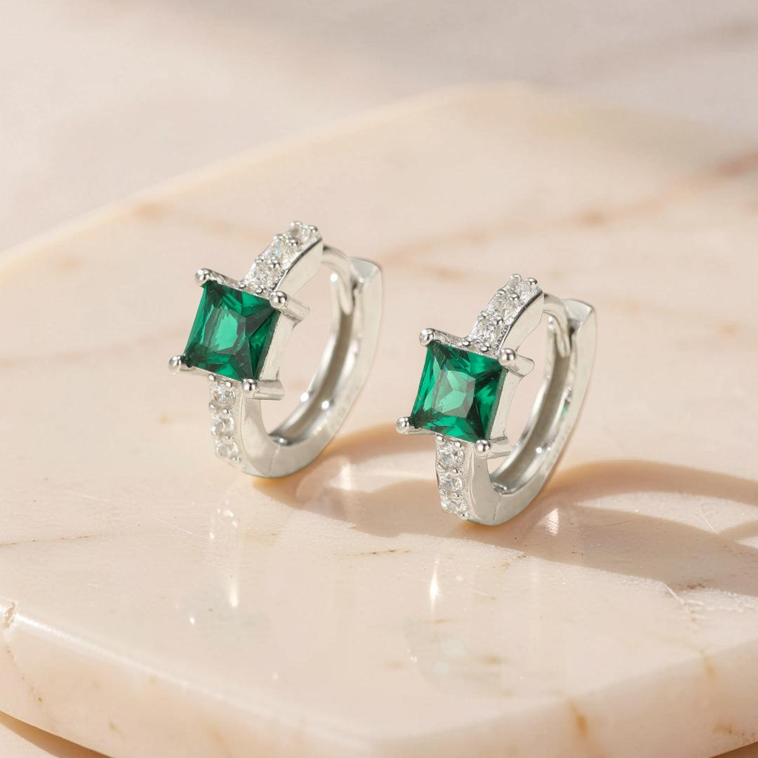 ATELIER-TIBET – Boucles d’Oreilles Émeraude – Brise d’Émeraude, Argent 925
