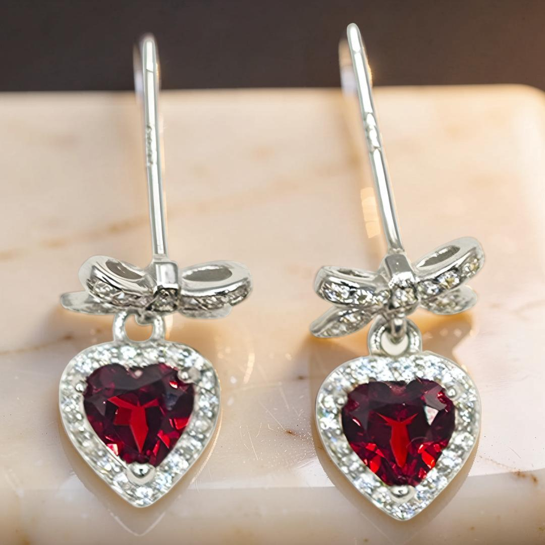 ATELIER-TIBET – Boucles d’oreilles Grenat – Nœud d’Amour, Argent