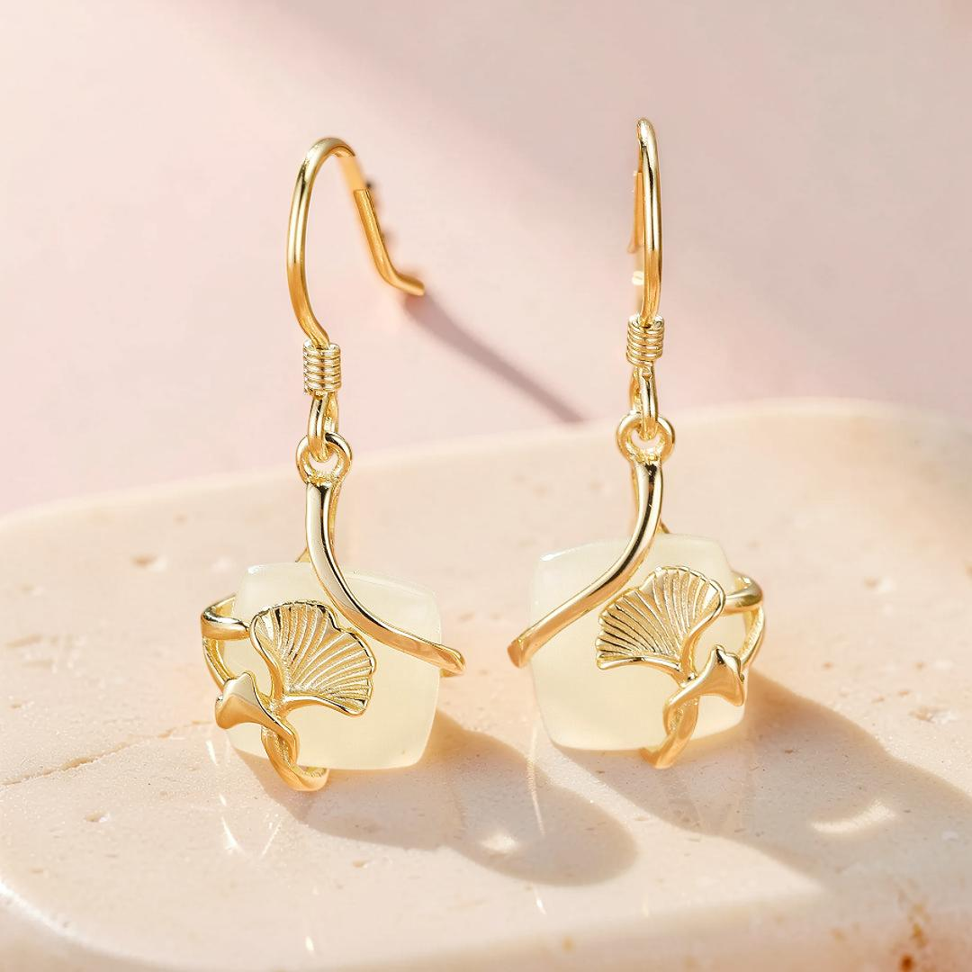 ATELIER-TIBET – Boucles d'Oreilles Jade – Éveil du Cœur, Argent Plaqué Or