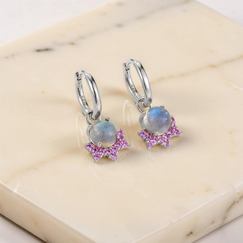 ATELIER-TIBET – Boucles d’Oreilles Labradorite – Meow, Argent Plaqué Or
