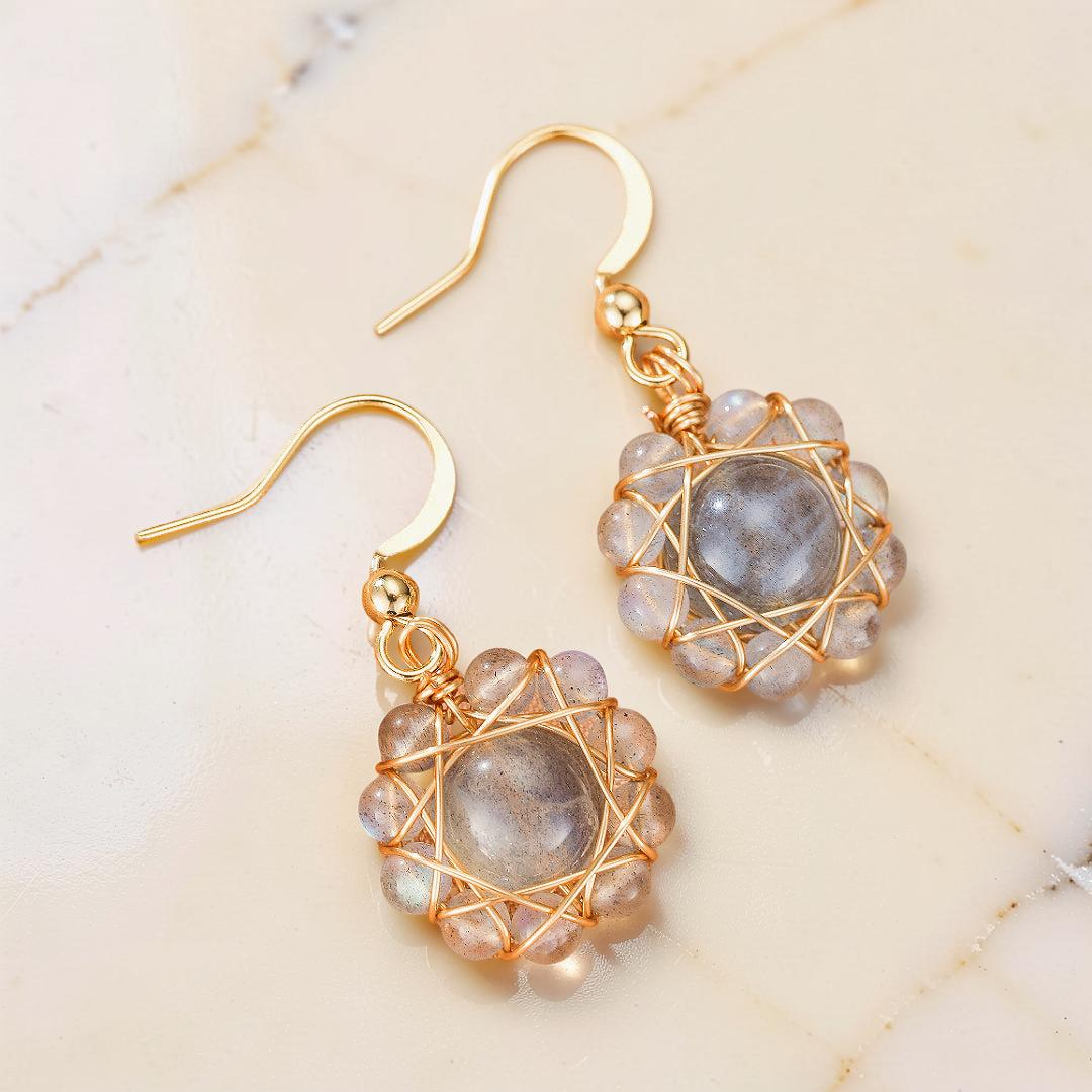 ATELIER-TIBET – Boucles d’Oreilles Labradorite – Sphère Céleste