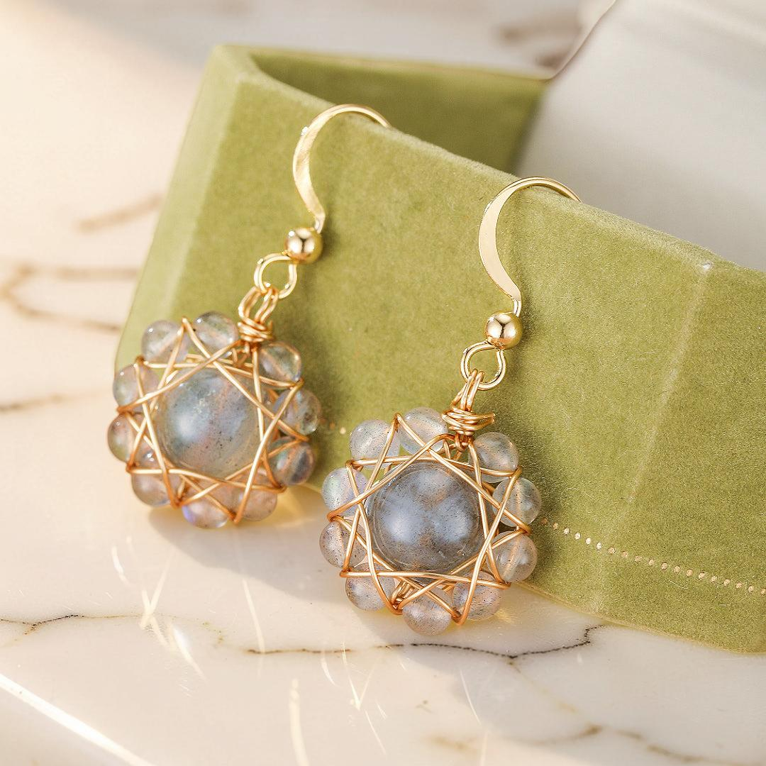 ATELIER-TIBET – Boucles d’Oreilles Labradorite – Sphère Céleste
