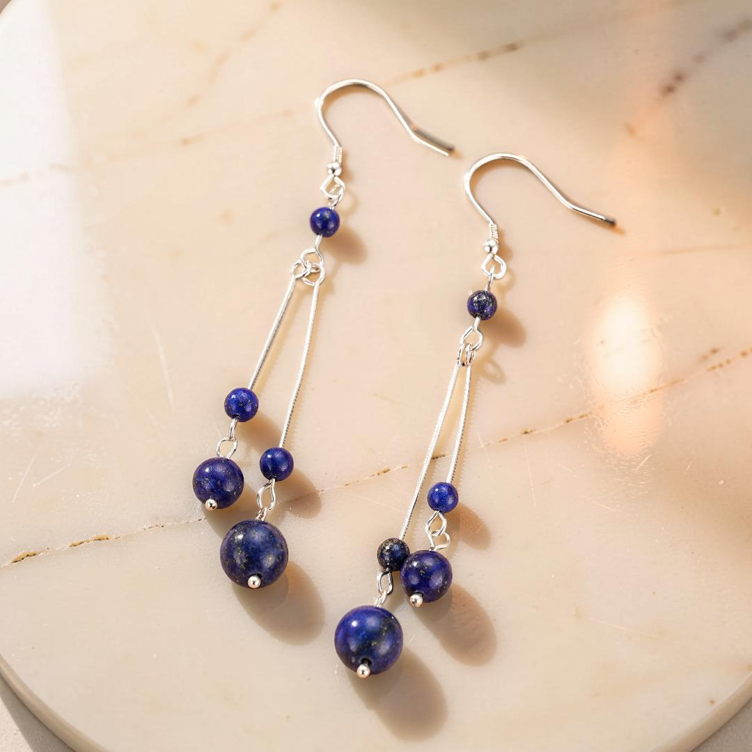 ATELIER-TIBET – Boucles d’Oreilles Lapis Lazuli – Danse Cosmique, Argent