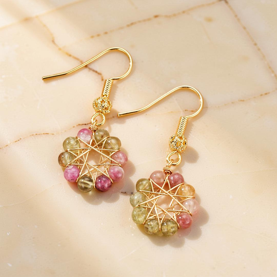 ATELIER-TIBET – Boucles d’Oreilles Pendantes Tourmaline – Éclat Sacré