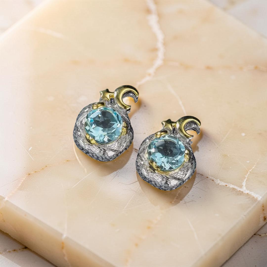 ATELIER-TIBET – Boucles d’Oreilles Topaze – Gouttes de Soleil, Argent 925