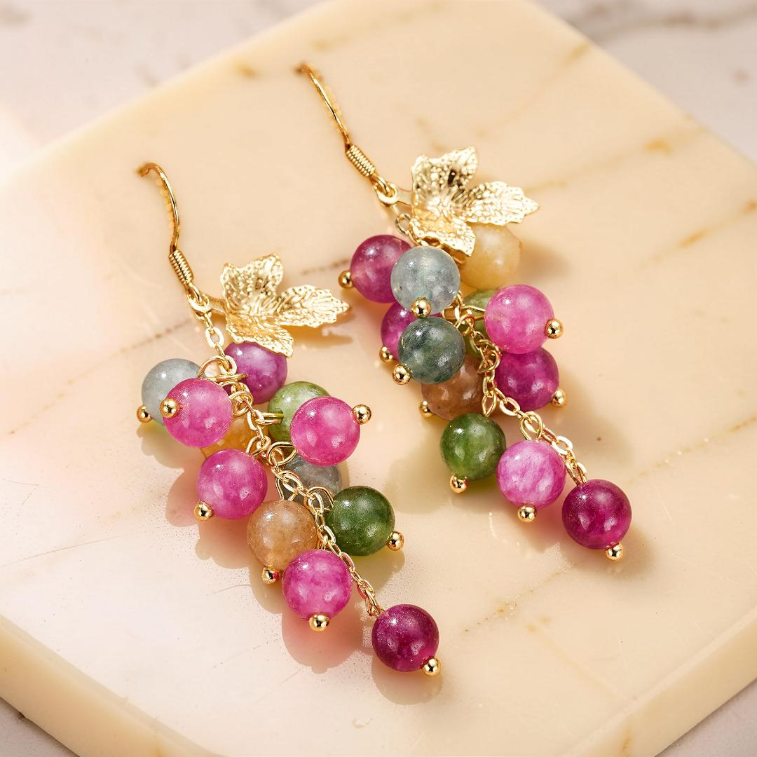ATELIER-TIBET – Boucles d’Oreilles Tourmaline – Vigne Enchantée