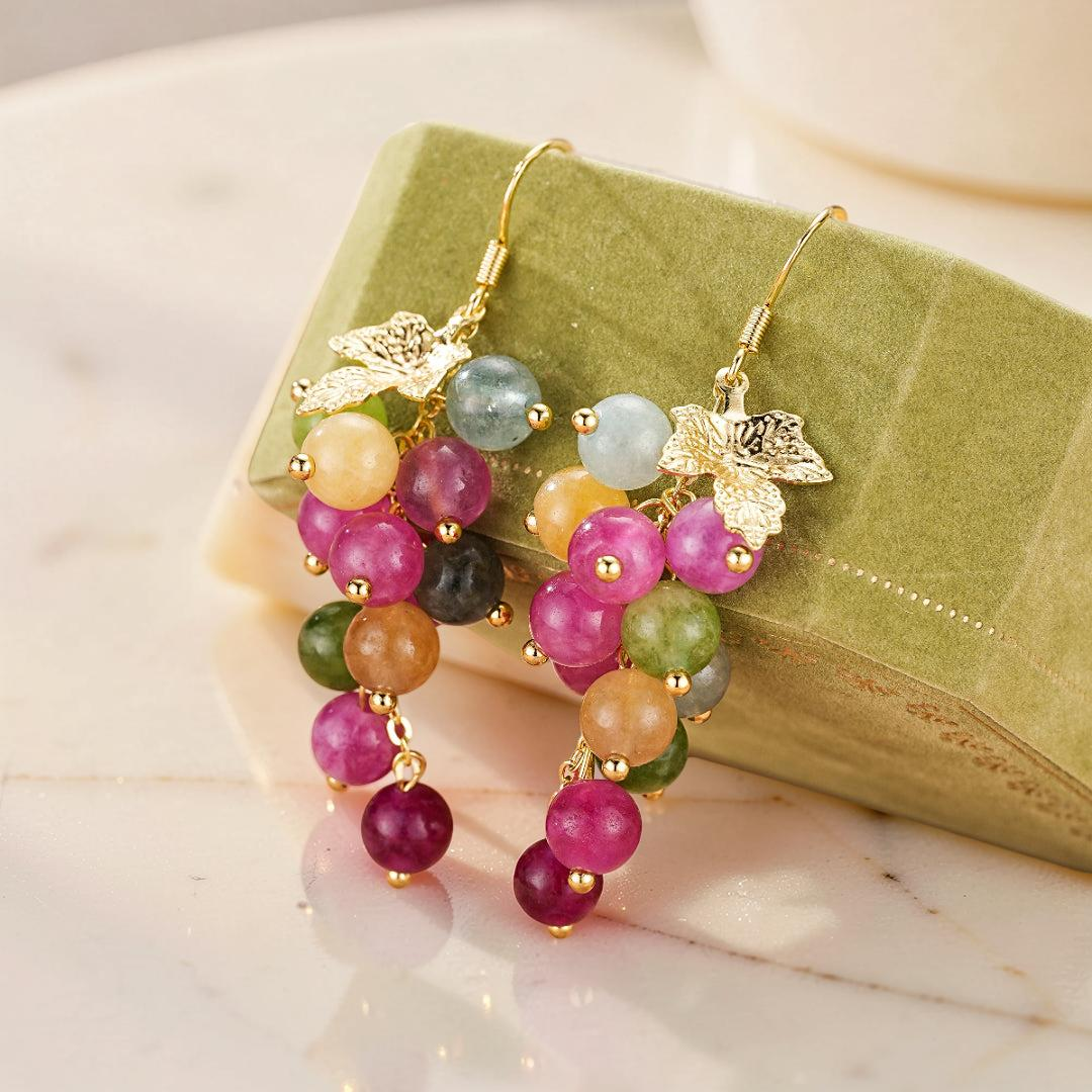 ATELIER-TIBET – Boucles d’Oreilles Tourmaline – Vigne Enchantée