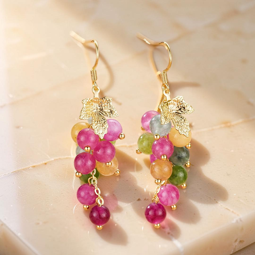 ATELIER-TIBET – Boucles d’Oreilles Tourmaline – Vigne Enchantée