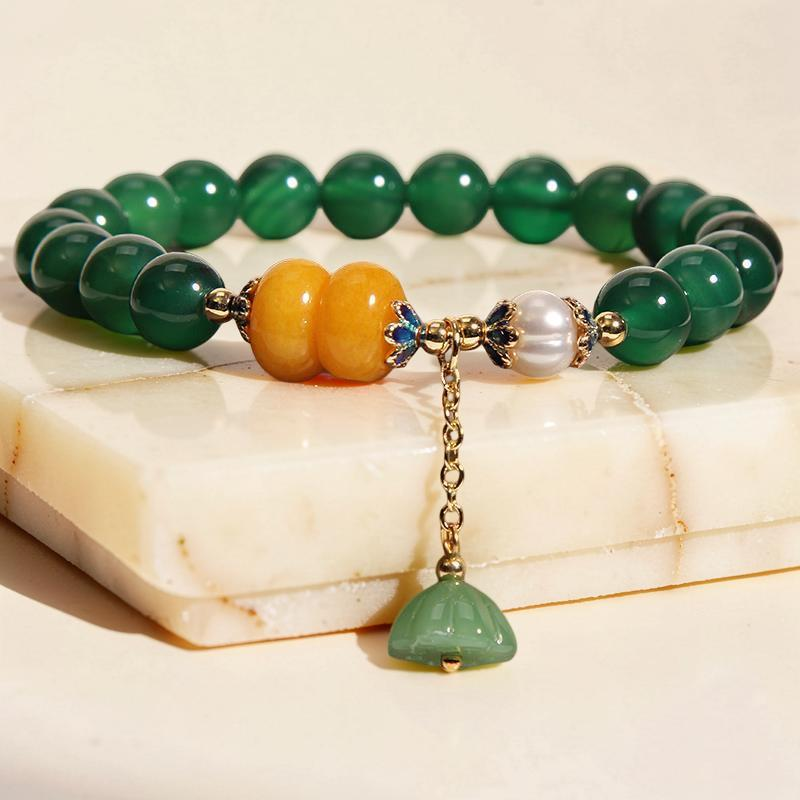 ATELIER-TIBET – Bracelet Agate et Lotus – Forestière