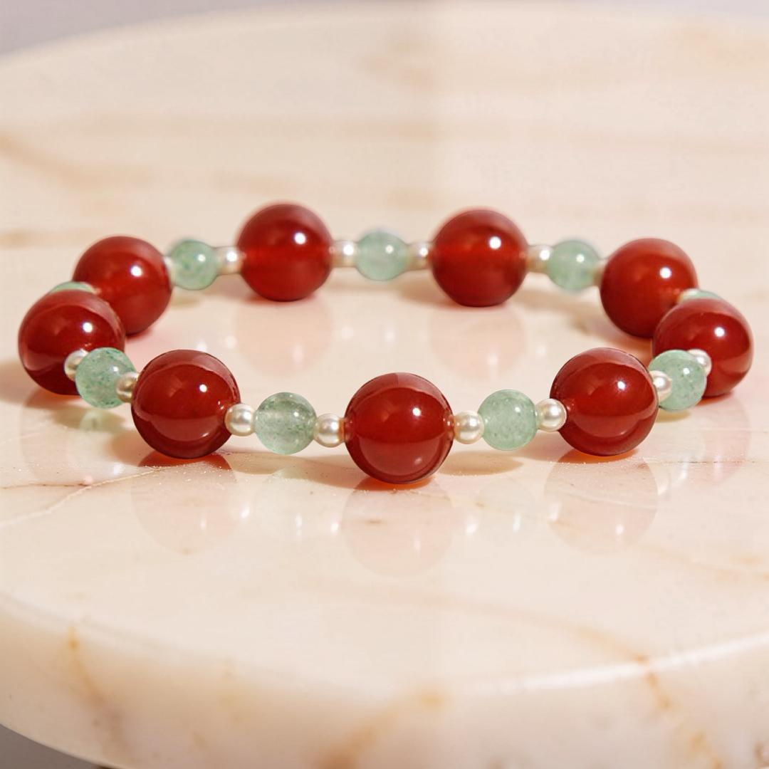 ATELIER-TIBET – Bracelet Agate Rouge et Quartz Fraise Vert – Éclat Vital