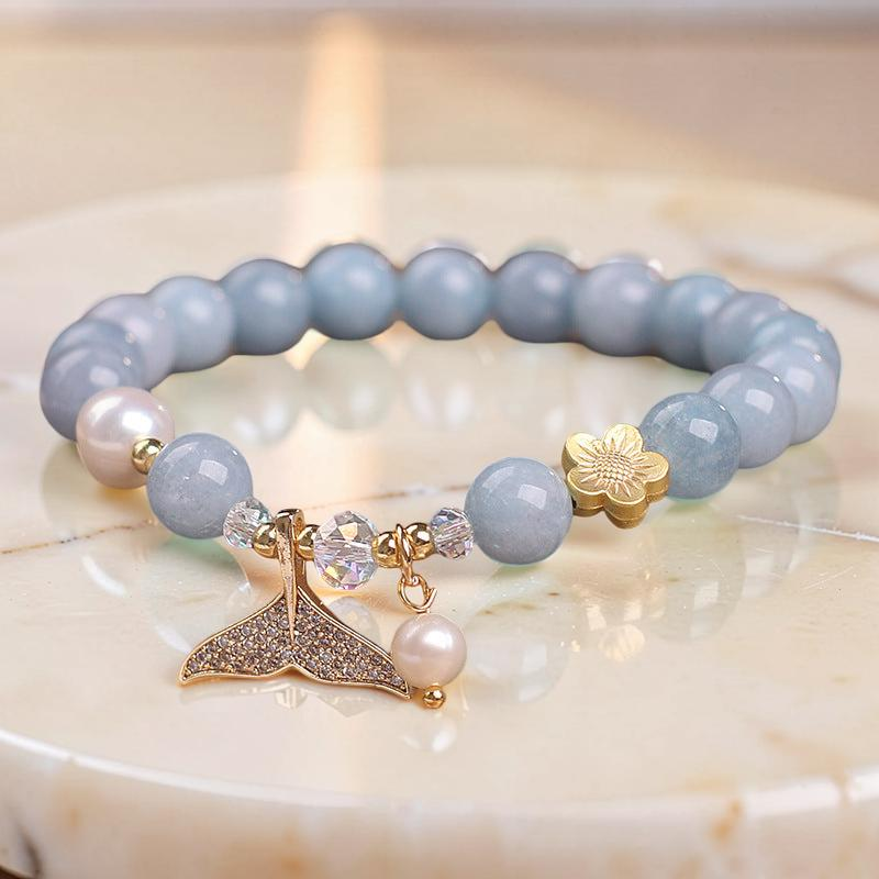 ATELIER-TIBET – Bracelet Aigue Marine et Perle – Apaisement de Mer