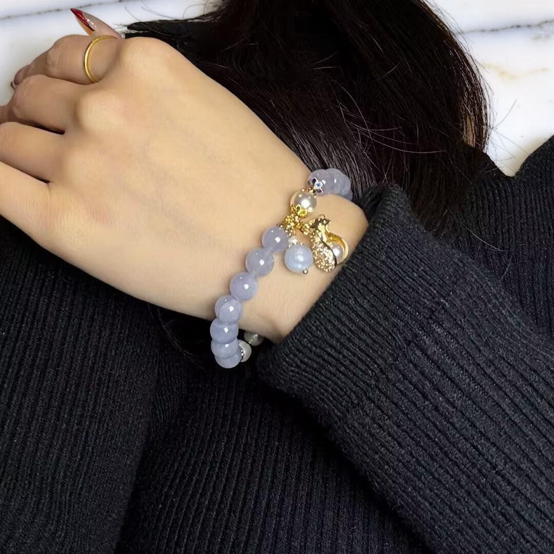 ATELIER-TIBET – Bracelet Aigue-Marine et Perle – Poche d'Argent