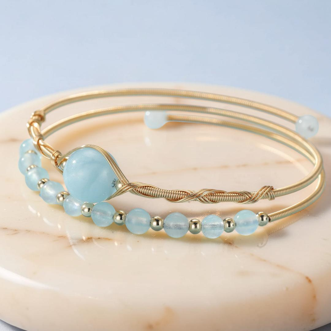 ATELIER-TIBET – Bracelet Aigue Marine – Perle d’Océan