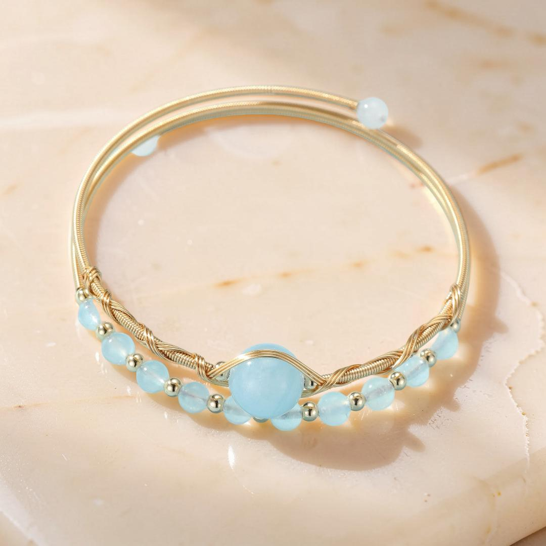 ATELIER-TIBET – Bracelet Aigue Marine – Perle d’Océan