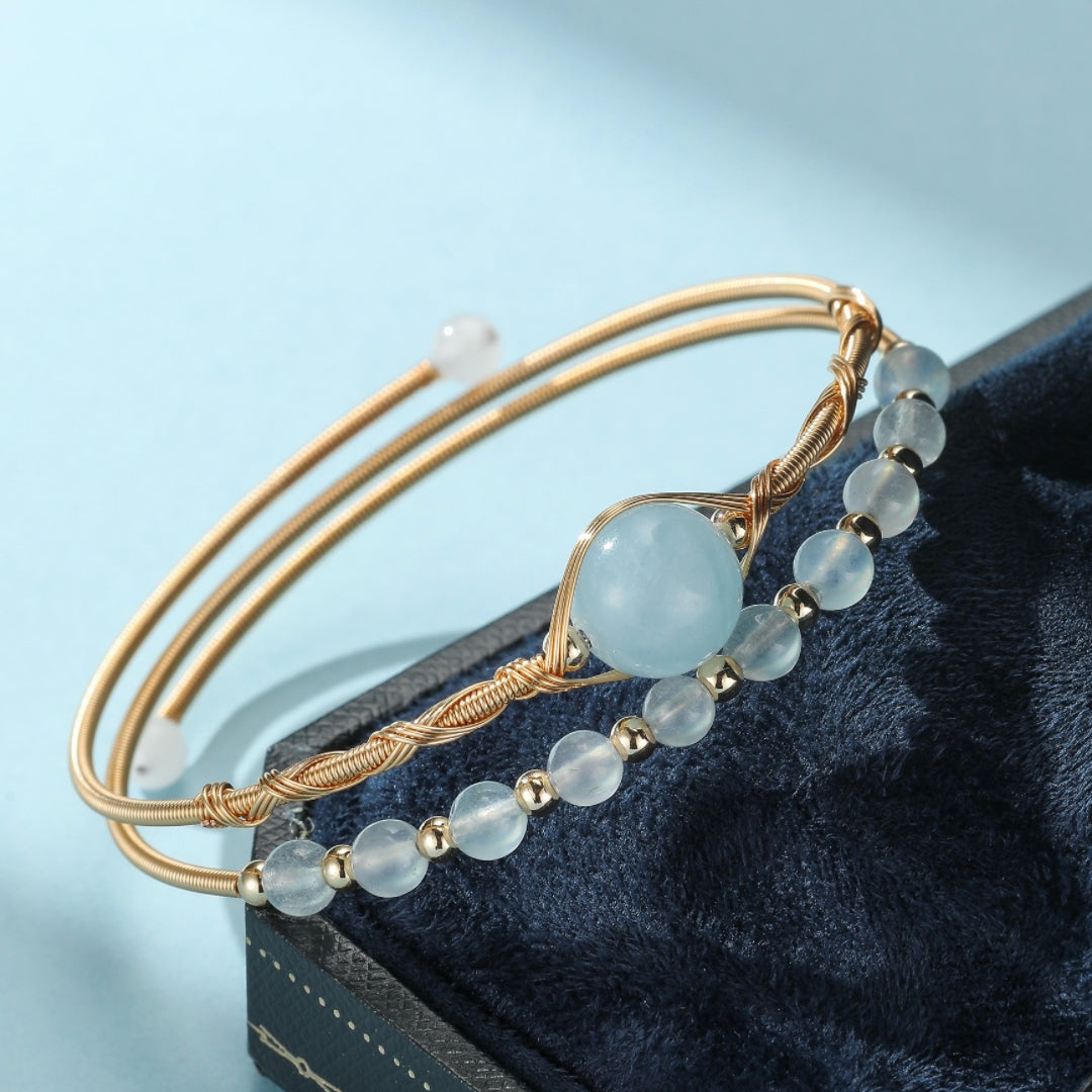 ATELIER-TIBET – Bracelet Aigue Marine – Perle d’Océan