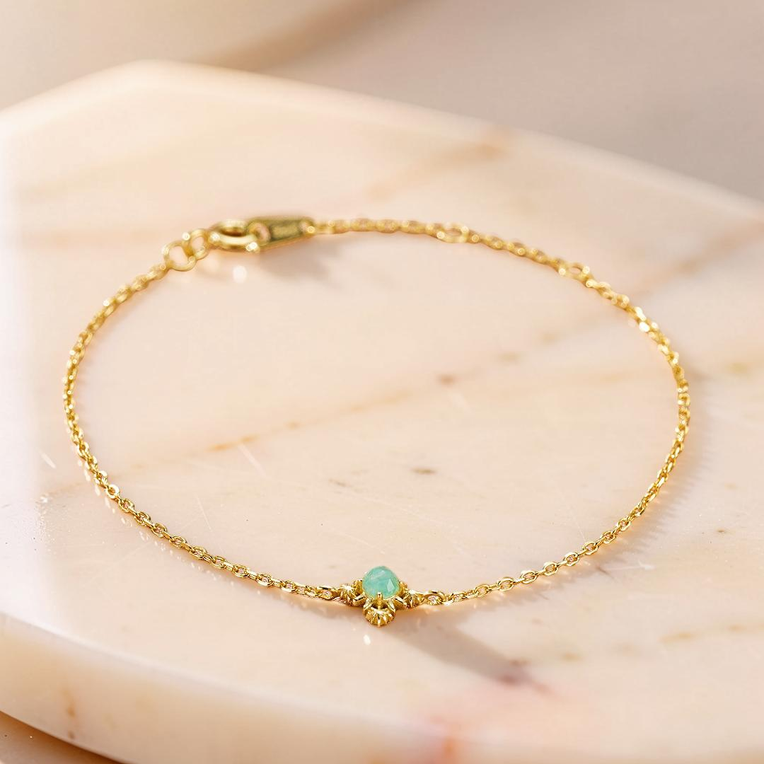 ATELIER-TIBET – Bracelet Amazonite, Croix Étoilée, Argent Plaqué Or