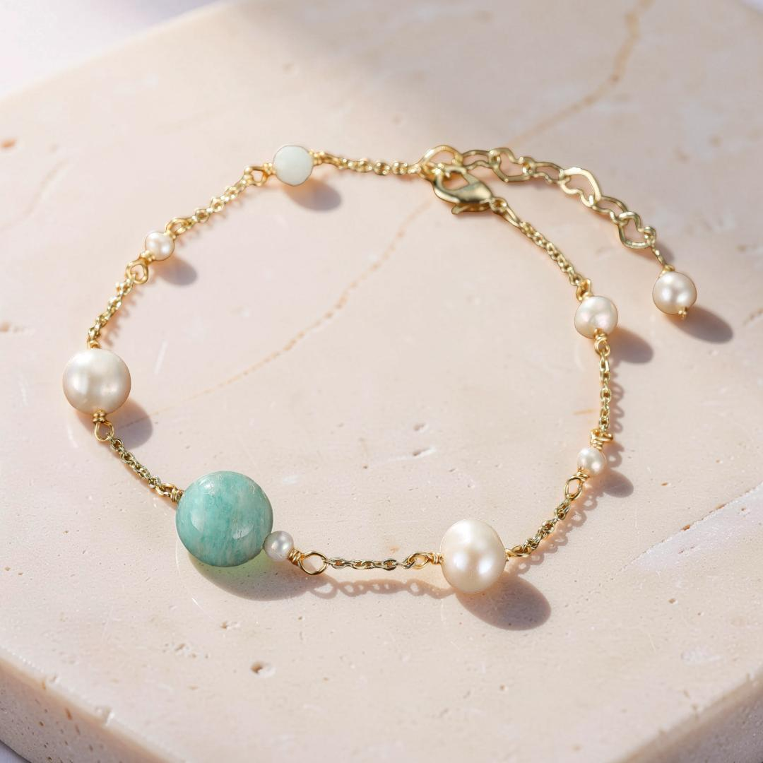 ATELIER-TIBET – Bracelet Amazonite et Perles – Rêve d'Aurore