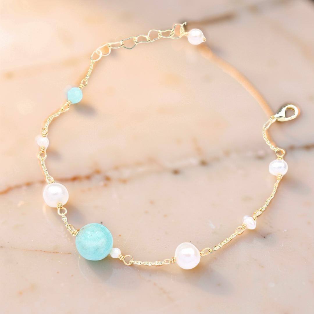 ATELIER-TIBET – Bracelet Amazonite et Perles – Rêve d'Aurore