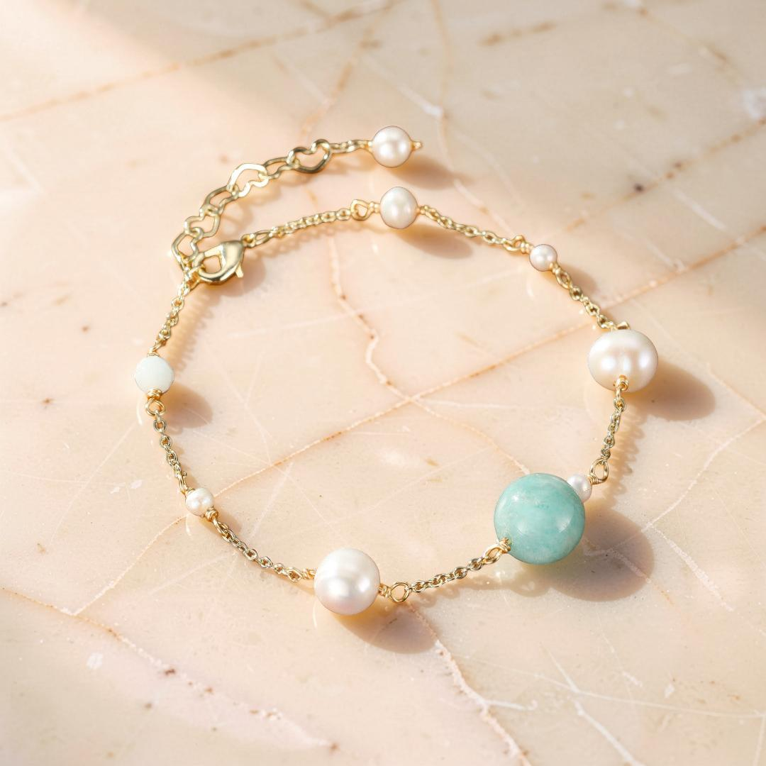 ATELIER-TIBET – Bracelet Amazonite et Perles – Rêve d'Aurore
