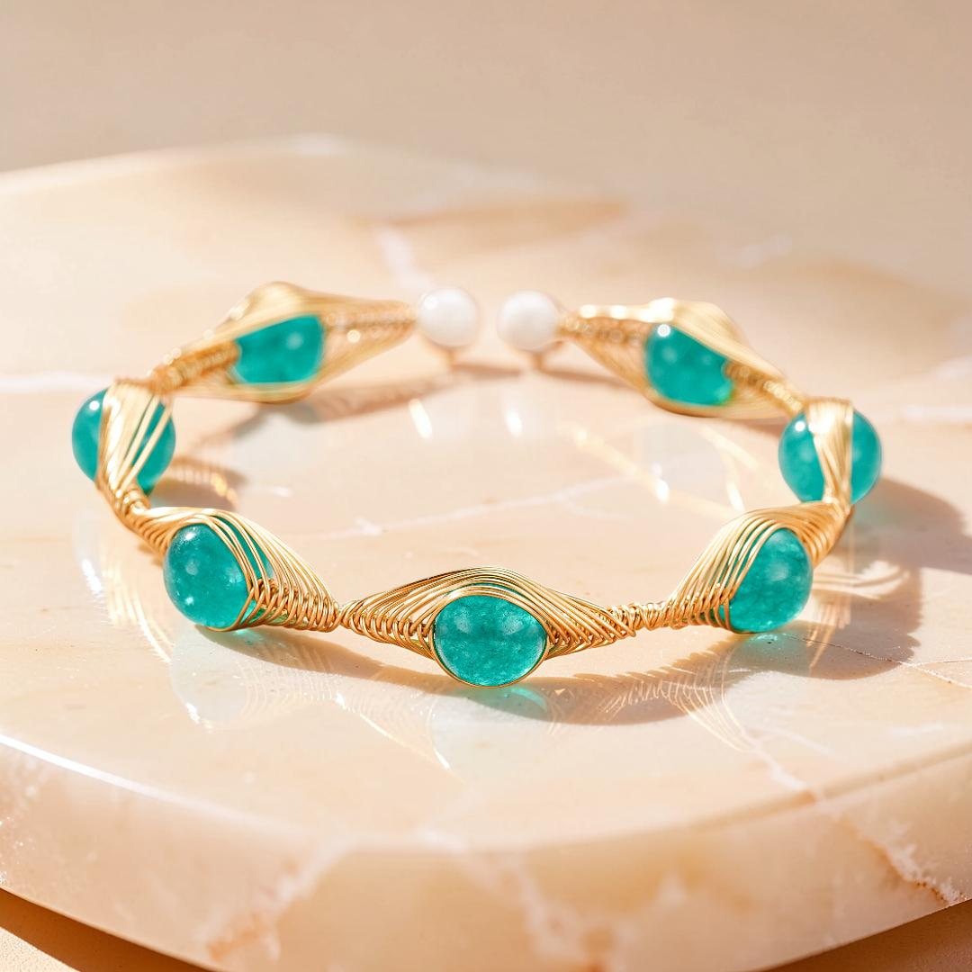 ATELIER-TIBET – Bracelet Amazonite – Fil Doré Bohème