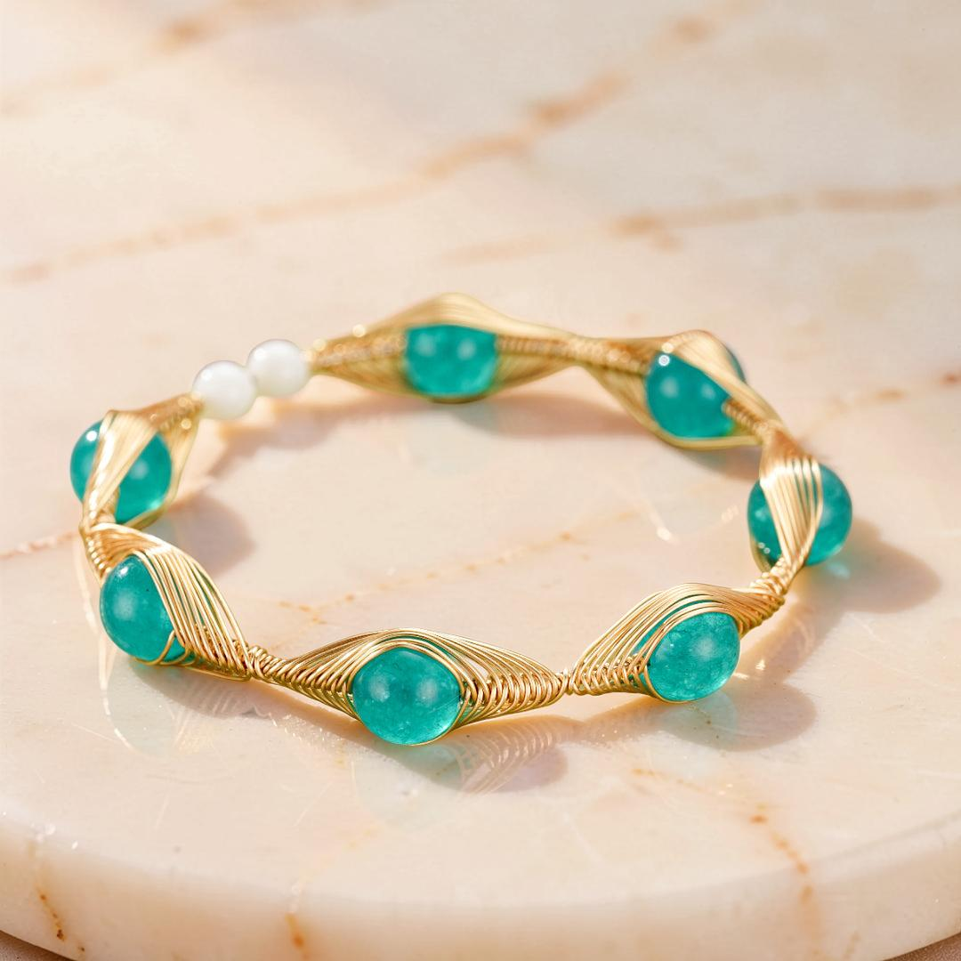 ATELIER-TIBET – Bracelet Amazonite – Fil Doré Bohème
