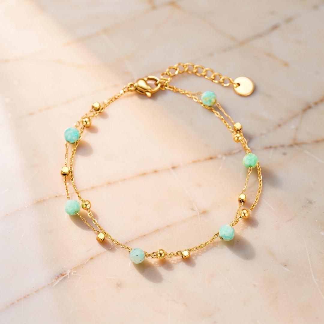 ATELIER-TIBET – Bracelet Amazonite/Lapis Lazuli – Constellation Fine
