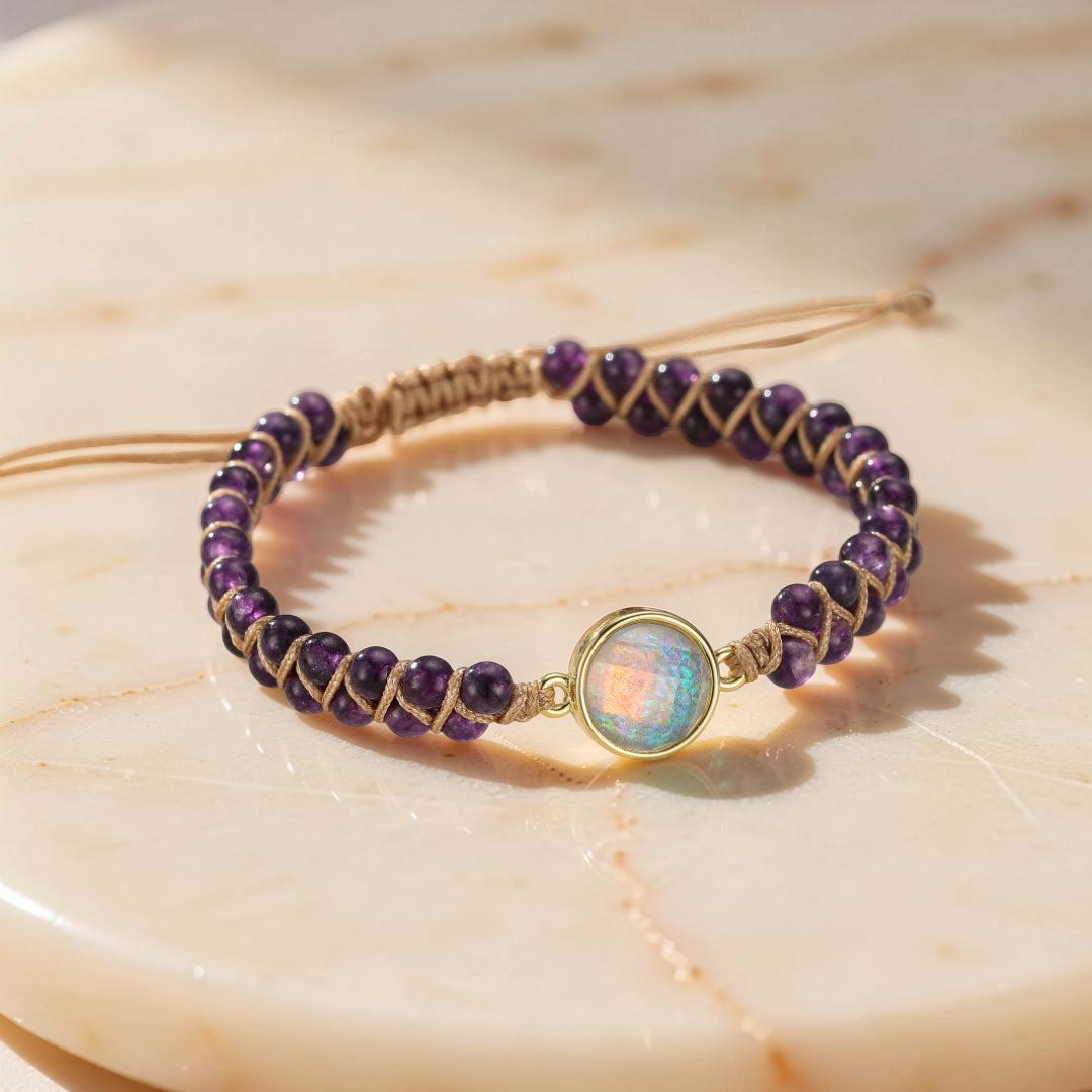 ATELIER-TIBET – Bracelet Améthyste et Opale – Création Divine