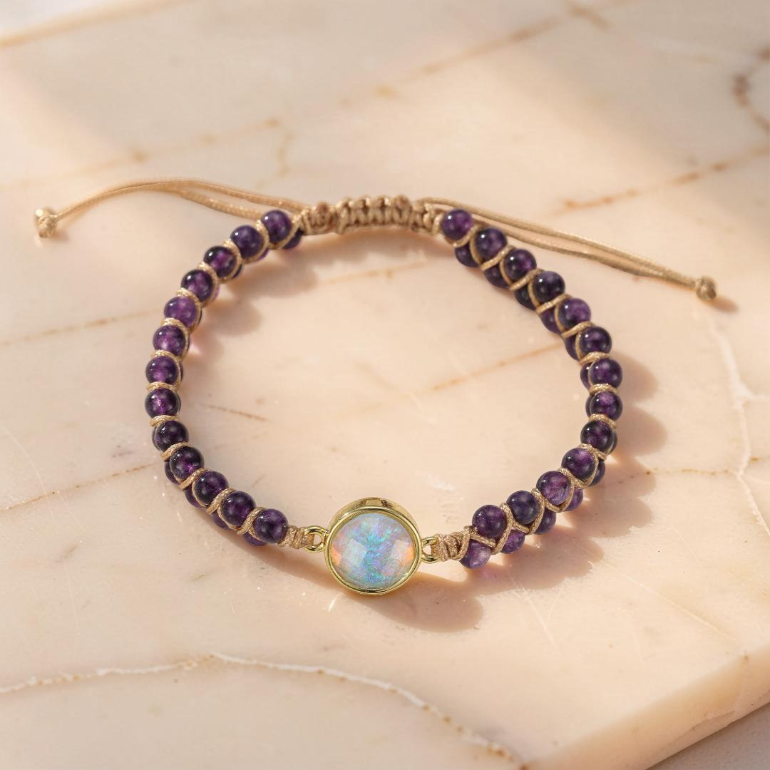 ATELIER-TIBET – Bracelet Améthyste et Opale – Création Divine