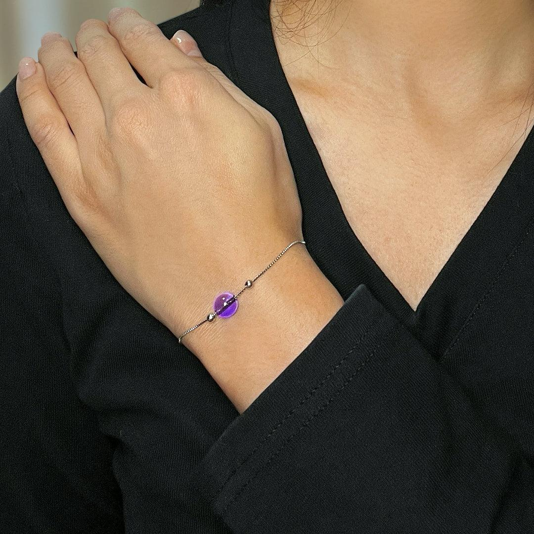 ATELIER-TIBET – Bracelet Améthyste – Goutte de Douceur, Argent