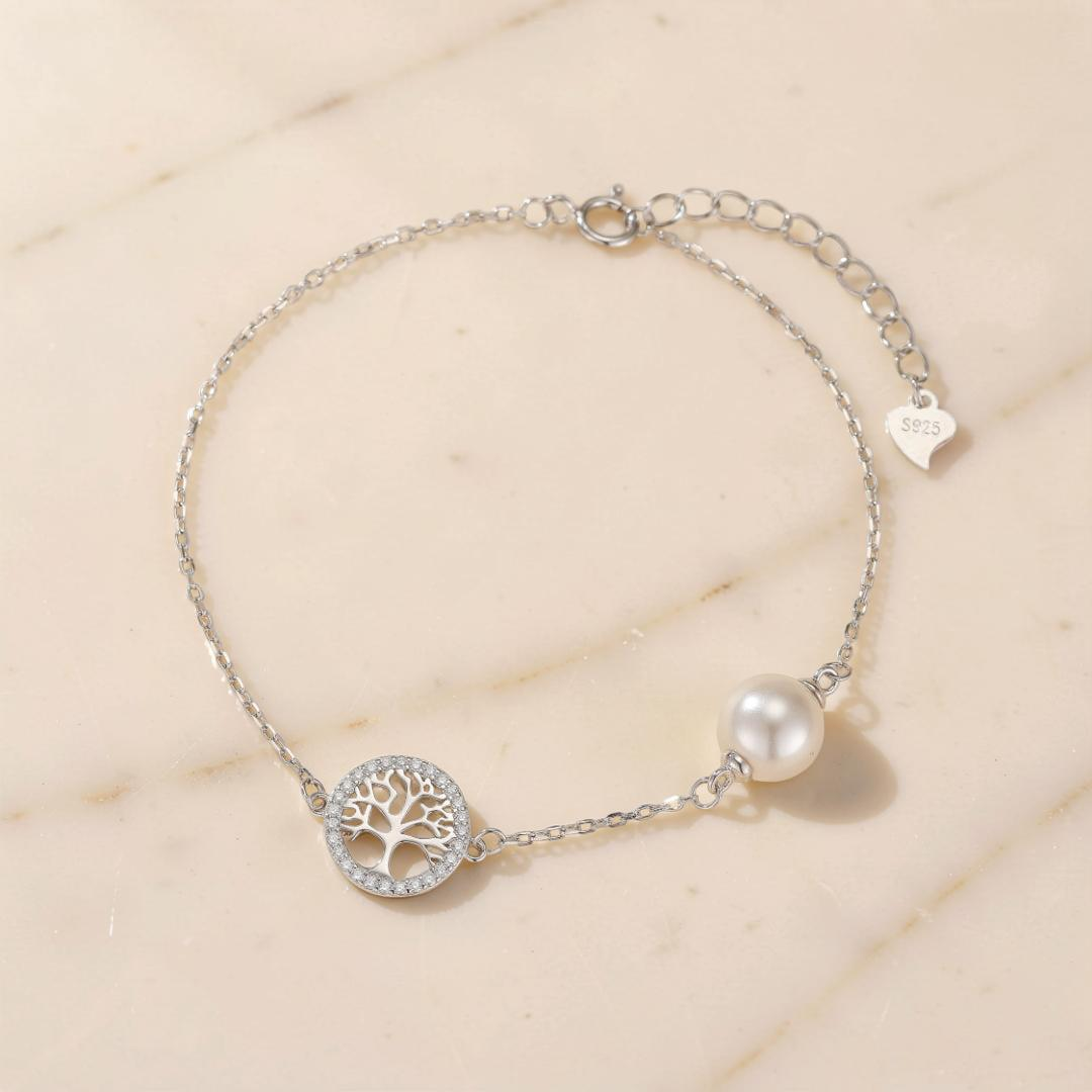 ATELIER-TIBET – Bracelet Arbre de Vie et Perle – Vitalité, Argent 925