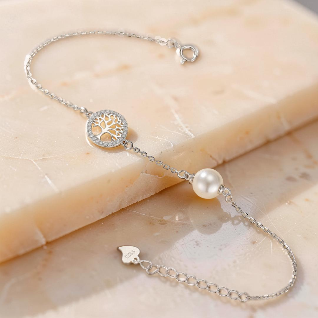 ATELIER-TIBET – Bracelet Arbre de Vie et Perle – Vitalité, Argent 925